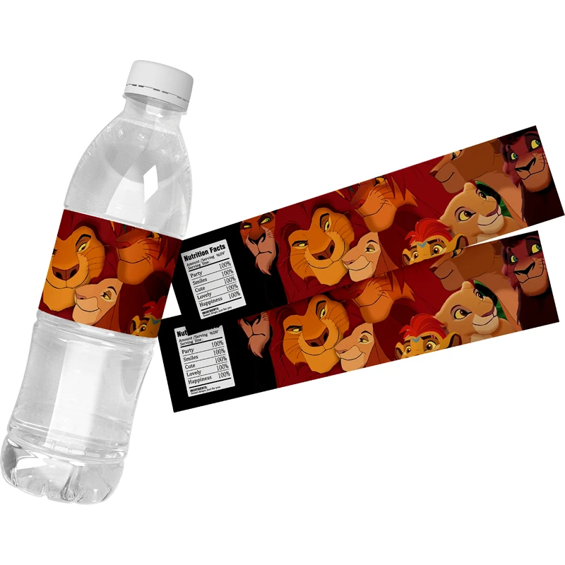 6pcs Lion King Baby Shower Water Bottle Labels Kids Birthday Party Bottle Label Decoration Label self-adhesive Stickers supplies