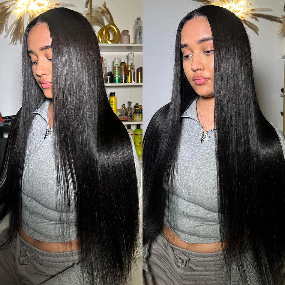 MELODIE 36 38 40 Inch Bone Straight Human Hair Bundles Brazilian Human Hair Weave Bundles 30 Inch Extensions