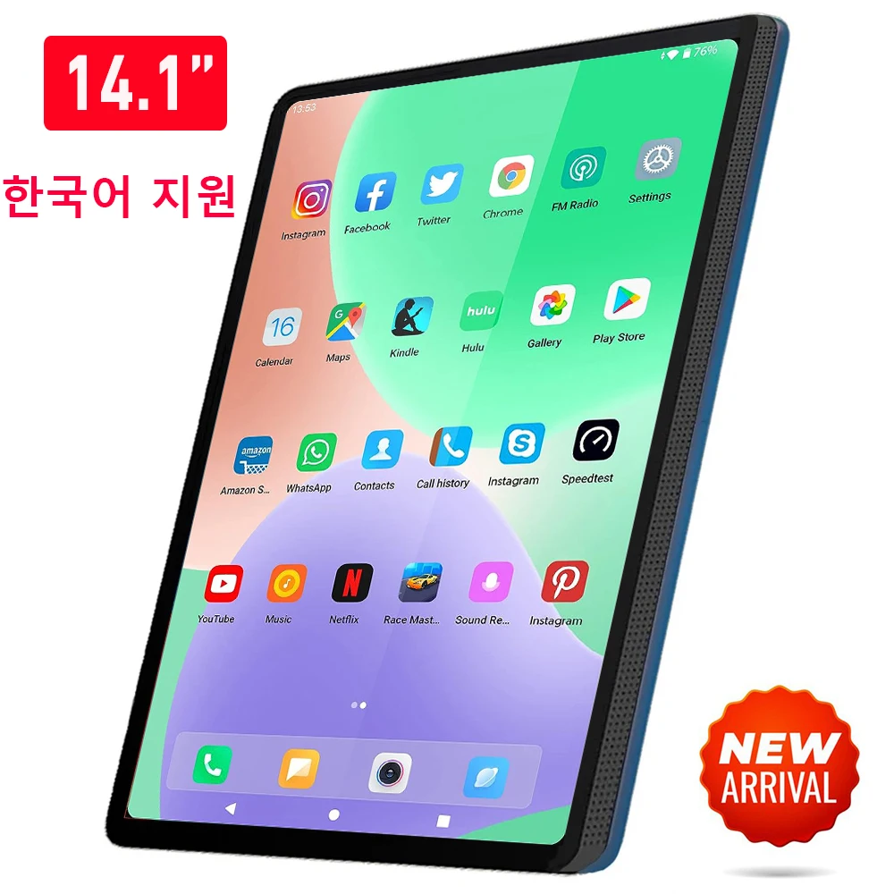 글로벌 버전 안드로이드 태블릿 PC, 14.1 인치 대형 스크린, 1920x1080 IPS 데카 코어, 12 + 256GB 13MP 태블릿, 2 in 1 