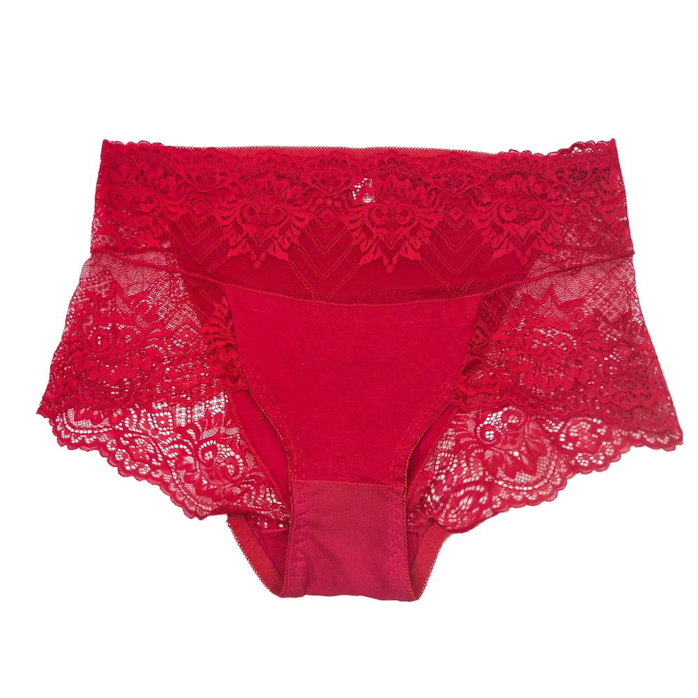 4XL Big Size Sexy High-Rise Lace Panties Women Hollow Out Boyshort Underwear Lingerie 5Pcs/Set