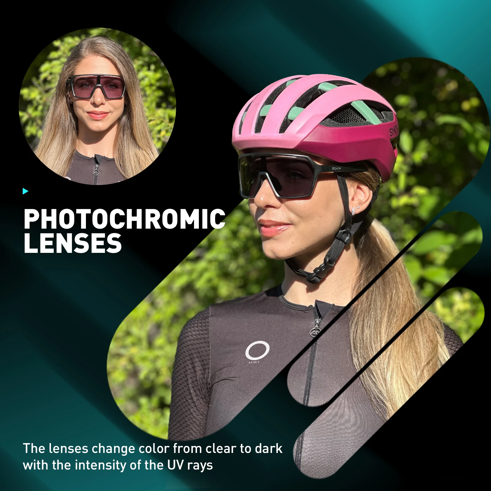 SCVCN Color Photochromic Cycling Glasses UV400 Bike Sunglasses for Men Women Driving Glasses MTB Road Sport Eyewear Running