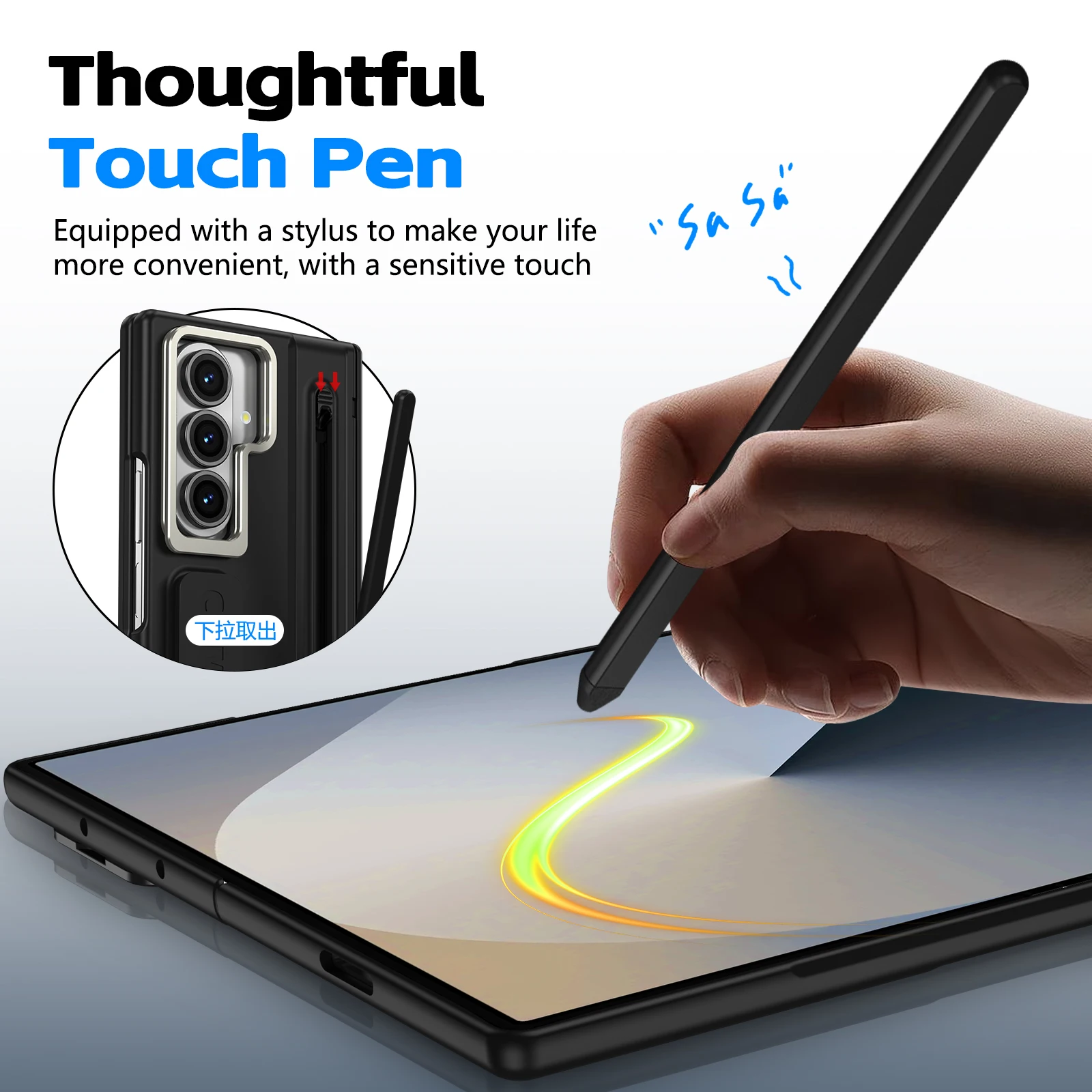 Premium Full Body Protection Folding Case with Stylus Pen and Tempered Glass