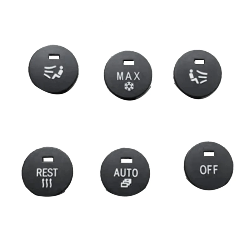 

1Set/6Pcs Central Air AC Panel Switch Button For BMW 5 6 Series E60 E61 E63 E64 61319250196 OFF MAX REST AUTO Knob Cover Parts