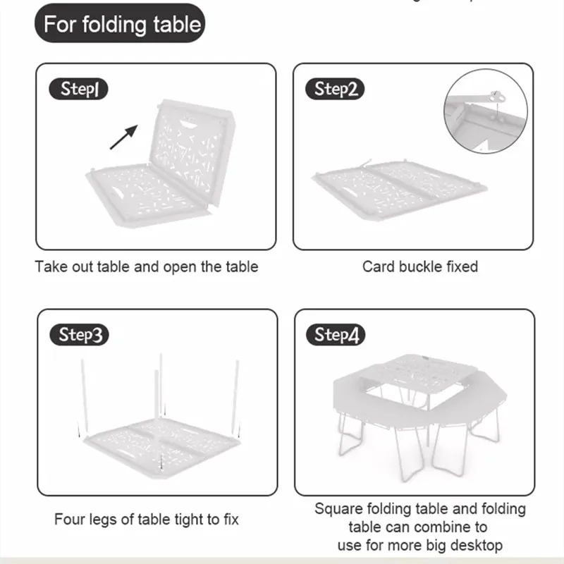 Outdoor Lightweight Aluminium Square Table Can be used with Octagonal Round Table Portable Camping Folding Table