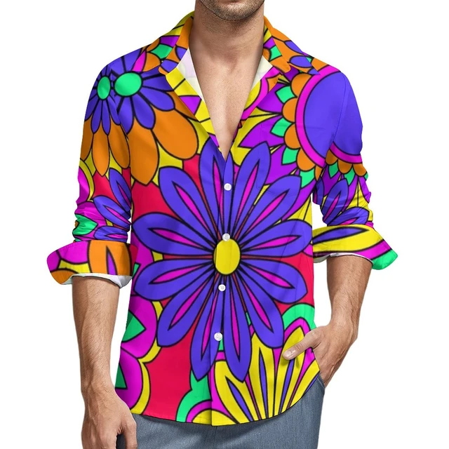 Men's Shirt Psychedelic Long Sleeve, Psychedelic Shirt Men