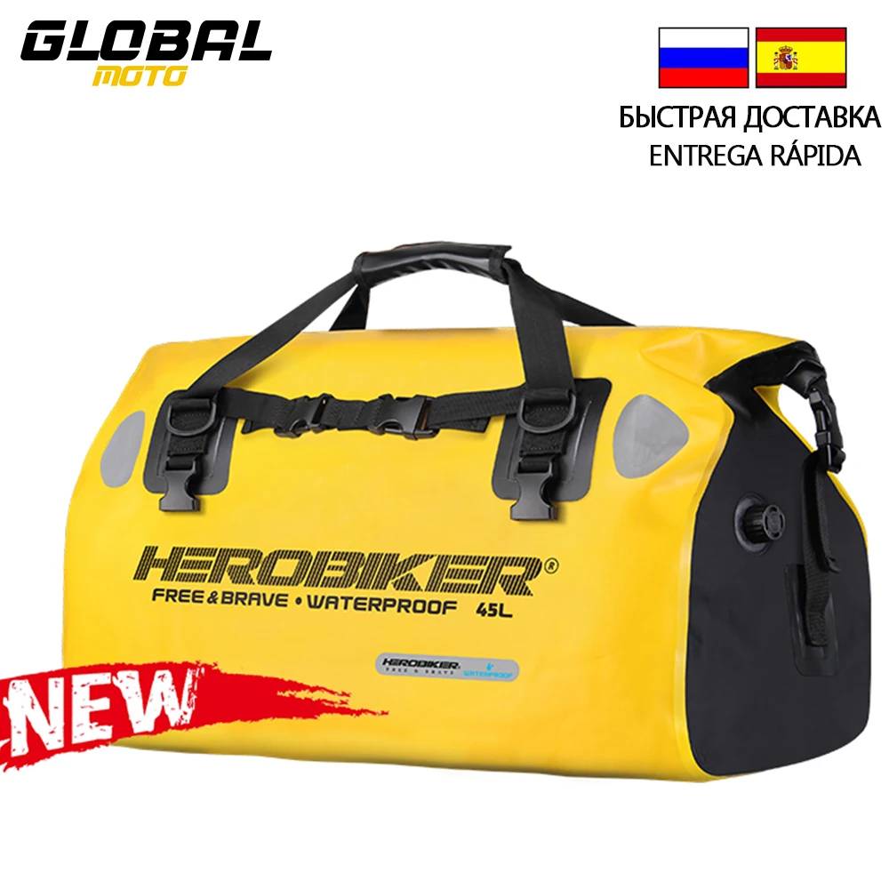 

Waterproof Motorcycle Suitcase Motocross Travel Dry Bag Motorbike Ride Luggage Yellow Backpack Motorcycle Rear Tail Seat Bag