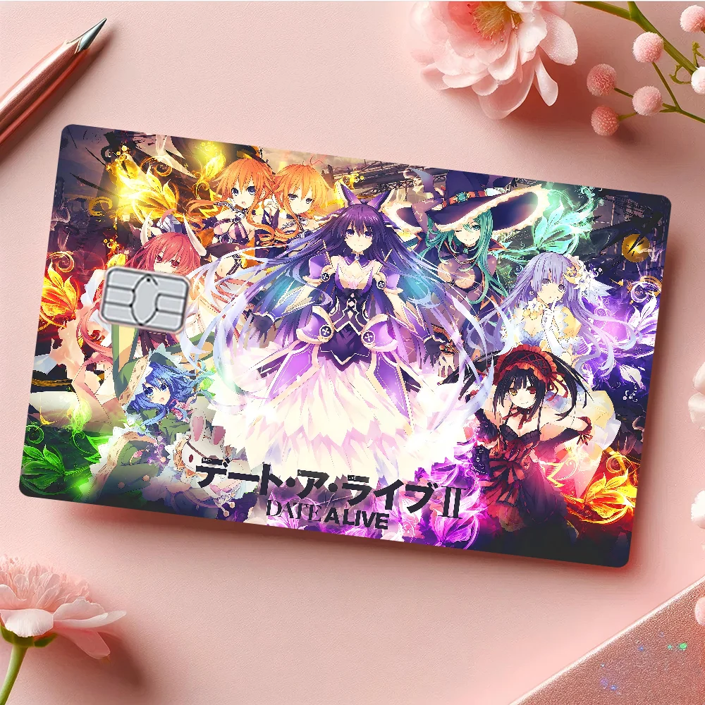 Date A Live Anime Anime Cartoon Skin Stickers Film Tape Case For Big Credit Debit Card Front Side