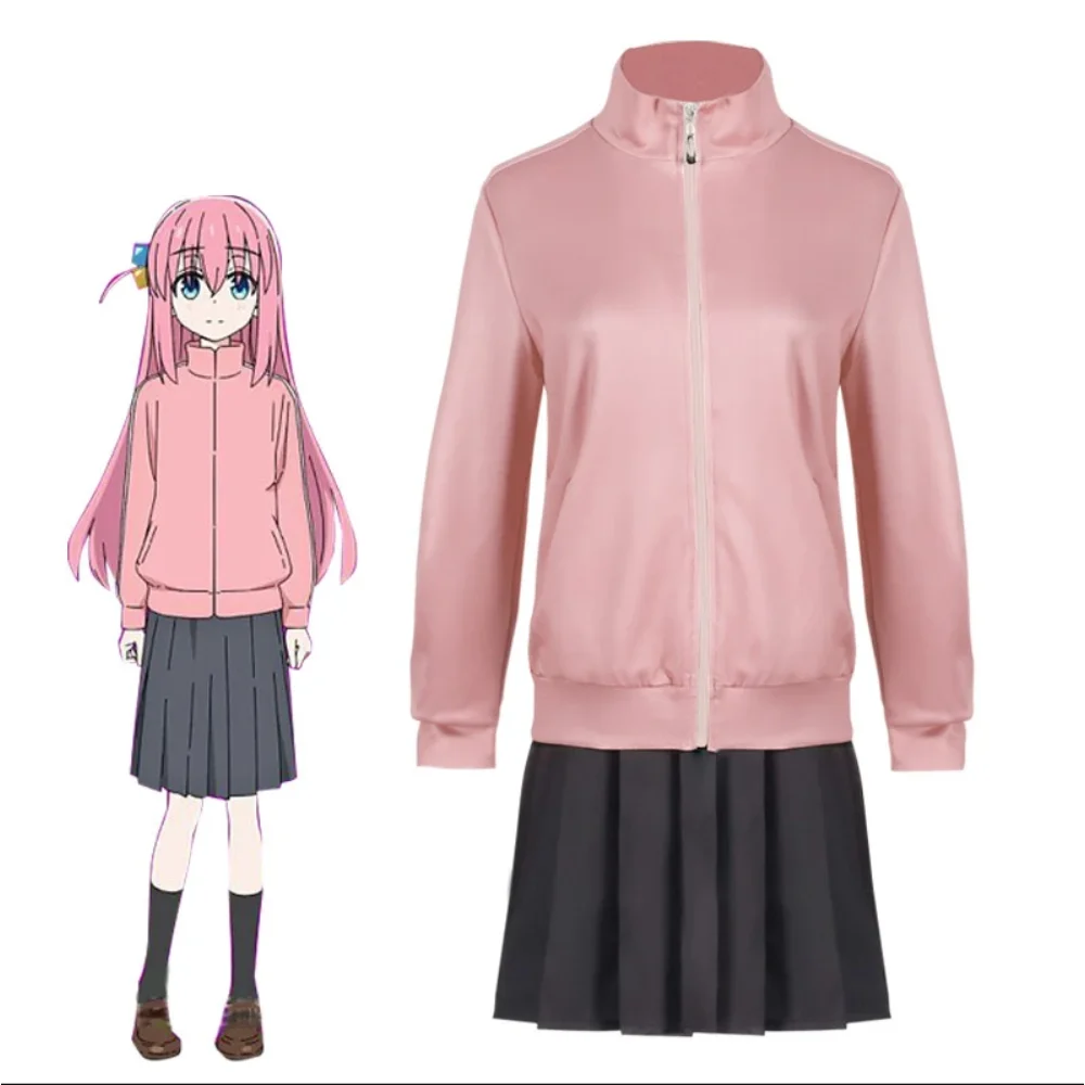 

Gotou Hitori Cosplay Bocchi The Rock Gotou Hitori Cosplay Costume JK Uniform Pink Jacket Wig Suit Halloween Women Clothes
