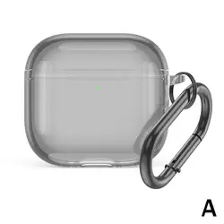 Transparent Shockproof TPU Case for AirPods with Carabiner and Waterproof Protection (Black)