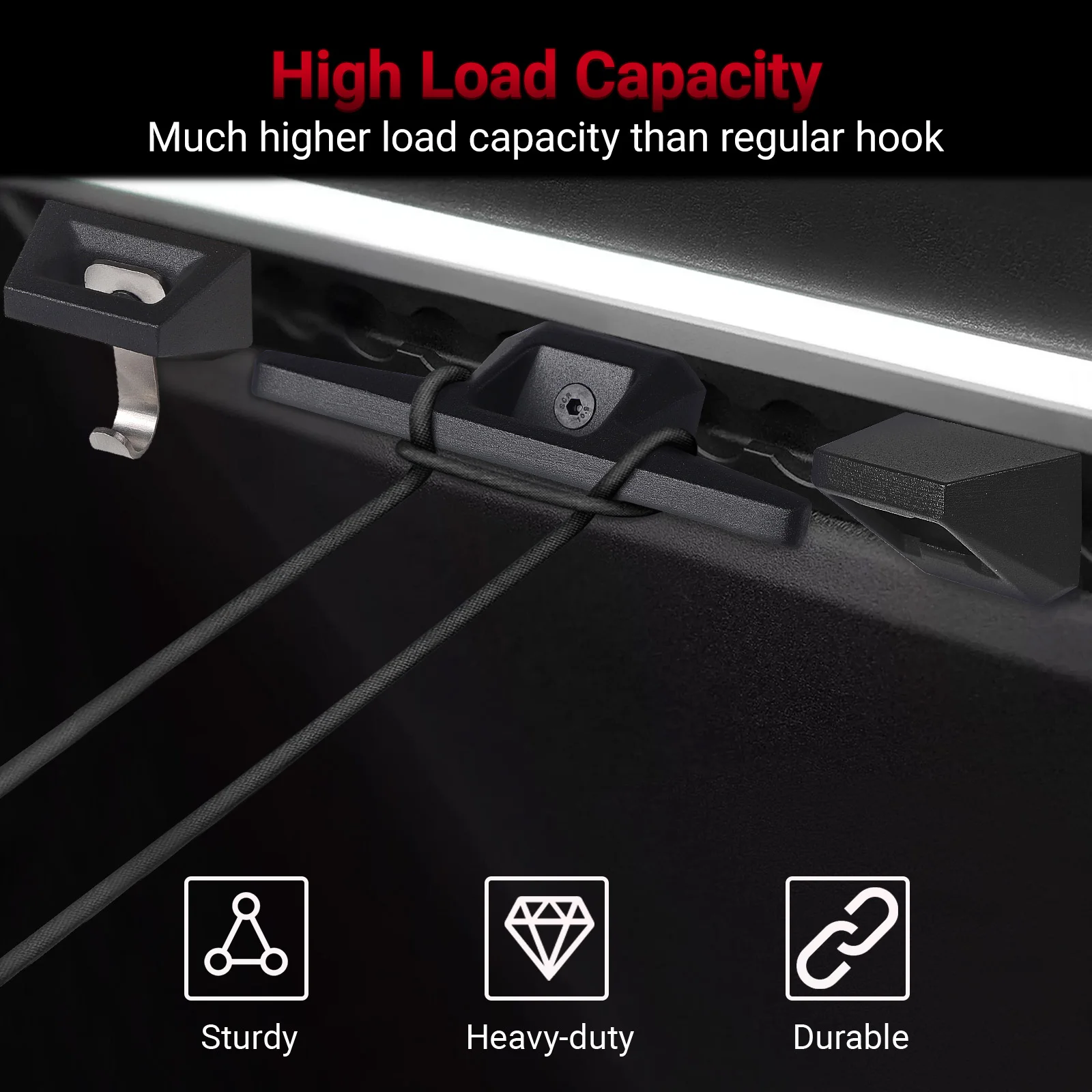 Für Tesla Cybertruck 2024 Autozubehör 4 Haken 2 D-Ringe 1 Öffner Schwarzes Aluminium Heckklappen-Zugring-Set Zubehör-Set – Detail 4