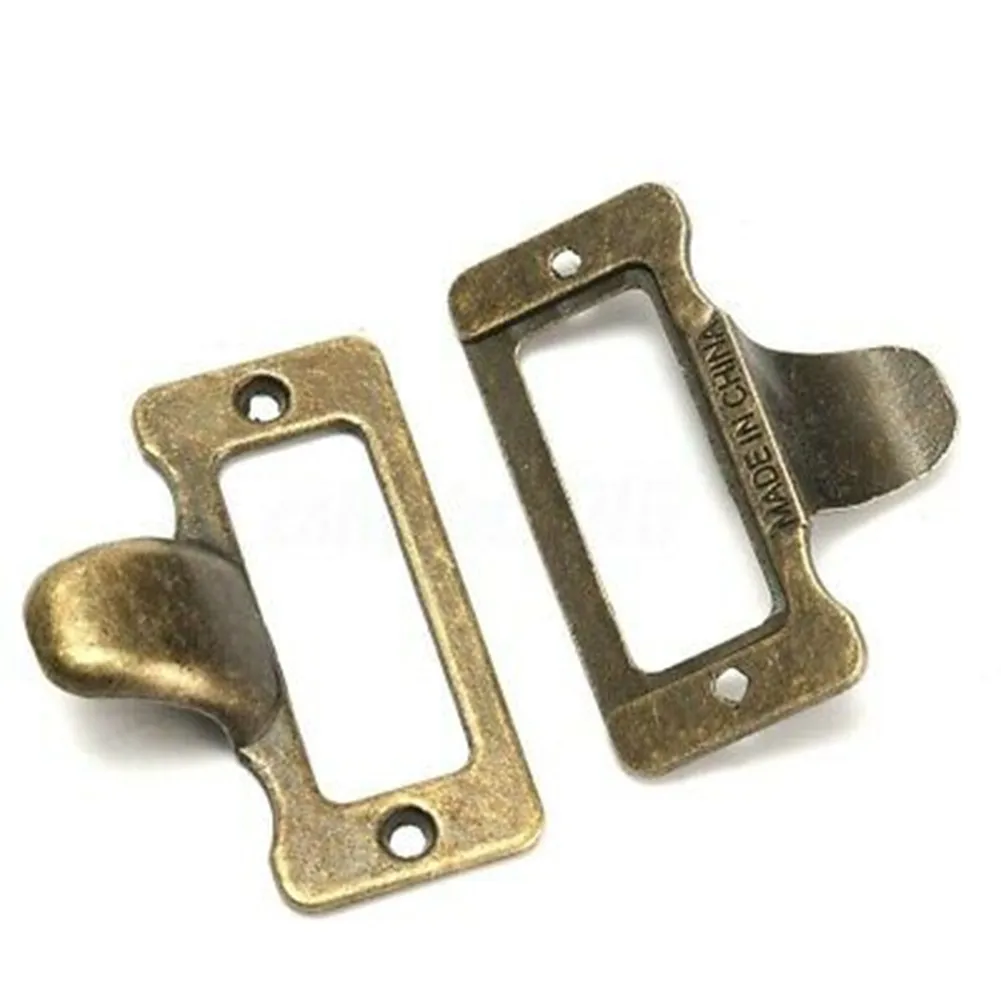 Antique Brass 10 PCS Label Pulls Antique Style Drawer Durable Gift Box Label Name Card Holder Practical To Use Retro 48mm*35mm