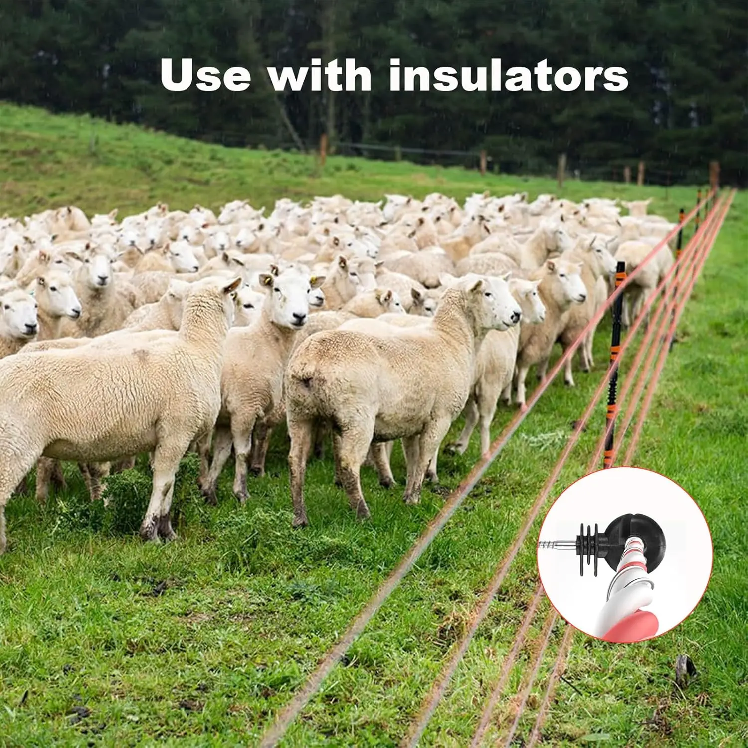 1000m Roll Electric Fence Rope Polywire with Steel Poly Rope for Sheep Horse Cattle Animal Fencing Ultra Low Resistance Wire electric fence rope
