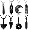 Tree of Life Wire Wrapped Natural Black Onyx Hexagonal Moon Pendant Pyramid Ping Buckle Hand-woven Necklaces Women Men Jewelry 1