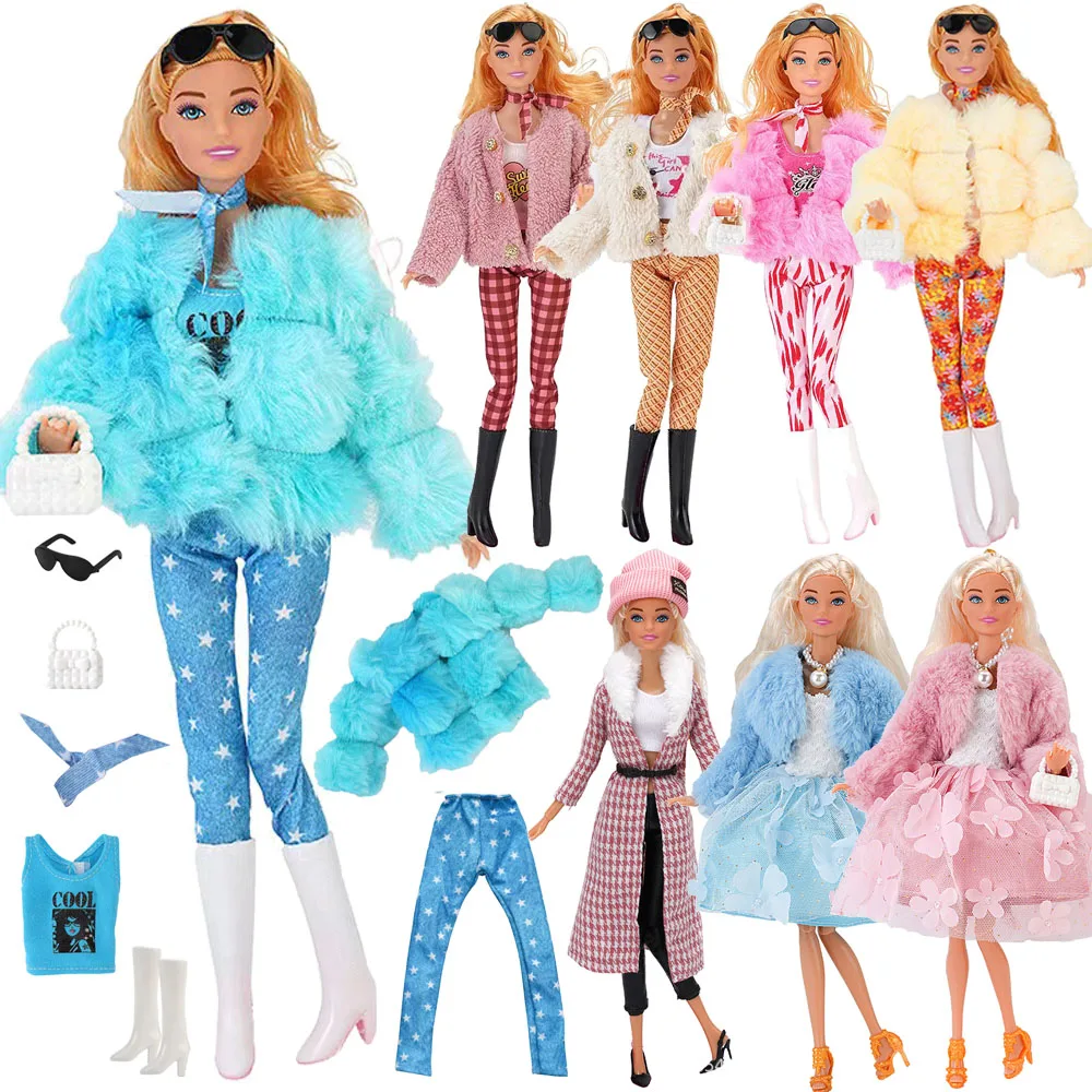 Pop Doll Clothes&Accessories Set Plush Coat Shoes For 11.5Inch Barbiees&BJD Doll Skirt Clothing Accessories Girl's Toys Gifts