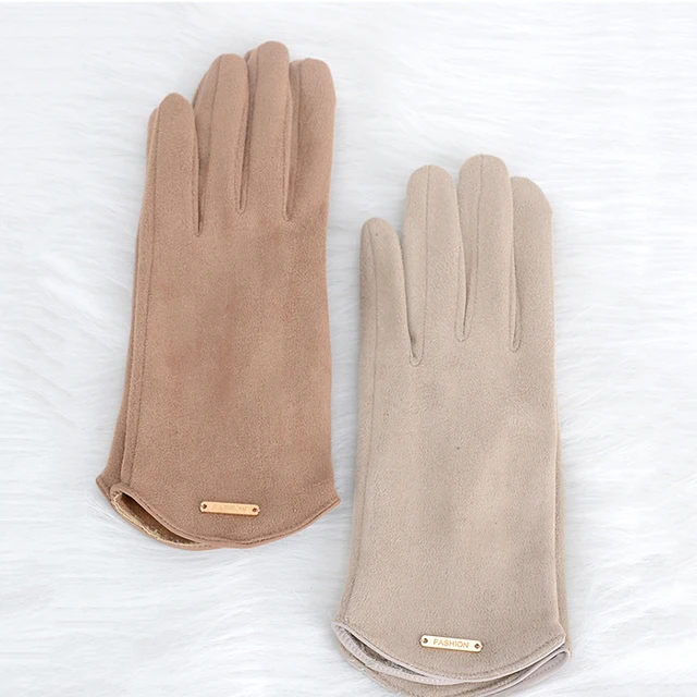 DANJIU Women Autumn Winter Keep Warm Touch Screen Thin Cashmere Solid Simple Gloves