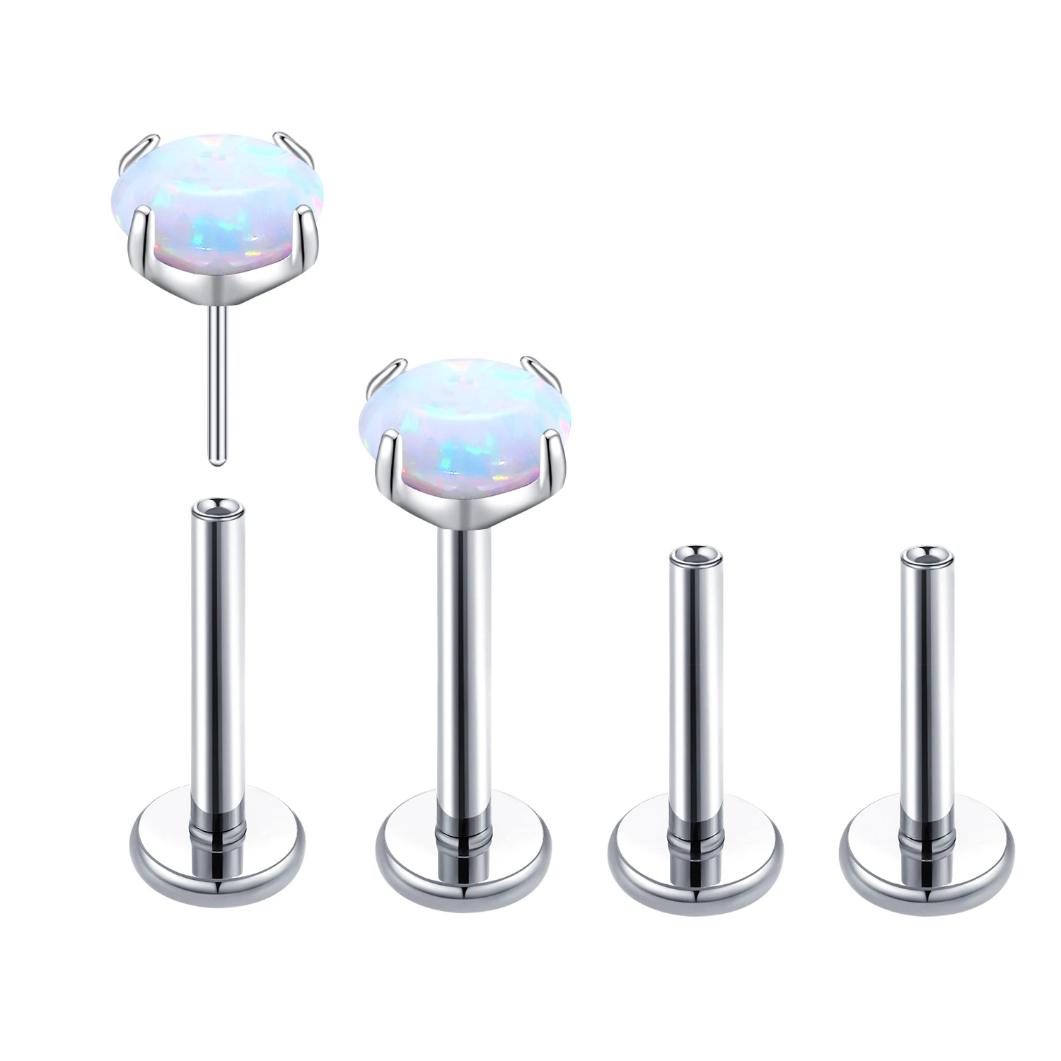 Flat Back Stud Earrings 14K Gold Threadless Push-in Labret 18