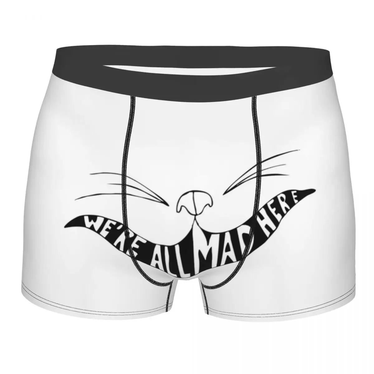 

Мужское нижнее белье We Re All Mad Here, забавные боксеры с изображением Чеширского Кота Грина, мужские трусы из полиэстера, женское нижнее белье