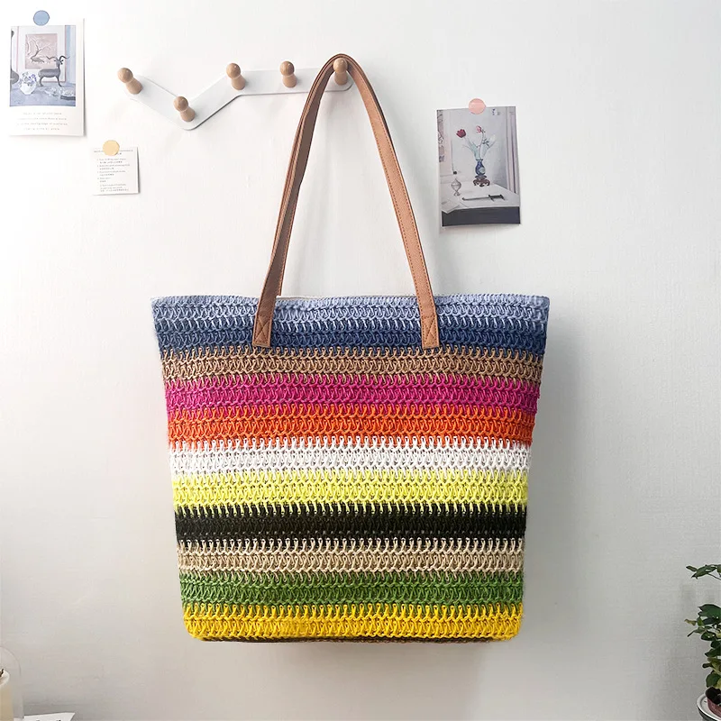 New Eco-friendly Straw Bag Women's Versatile Shoulder Bag Mommy Bag Fashion Beach Bag Twitter Bag Women's Handbags Tote Bags