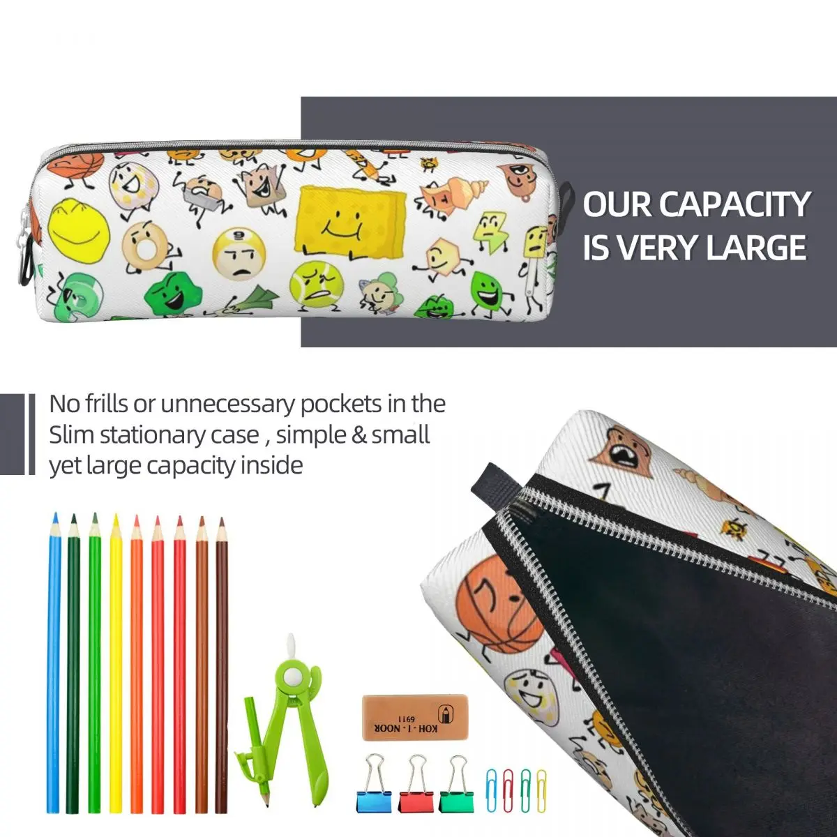 BFDI Inanimate Insanity Cartoon Pencil Case Lovely Battle for Dream Island Pen Box Bag Girls Boys Office Zipper Pencil Pouch