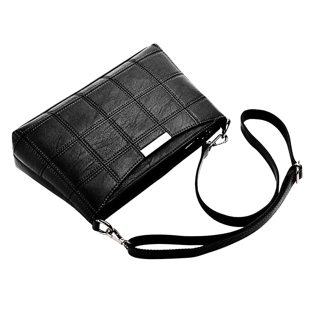 Women's Handbag Casual Tassel Handbag Female Designer Bag Leather Plaid Messenger Bag Shoulder Solid Color Small Square Bag 6