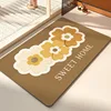 Diatom Mud Absorbent Bathroom Doormat Irregular Flower Pattern PVC Floor Mat Creative Art Bathroom Door Carpet Non-slip Foot Mat 4