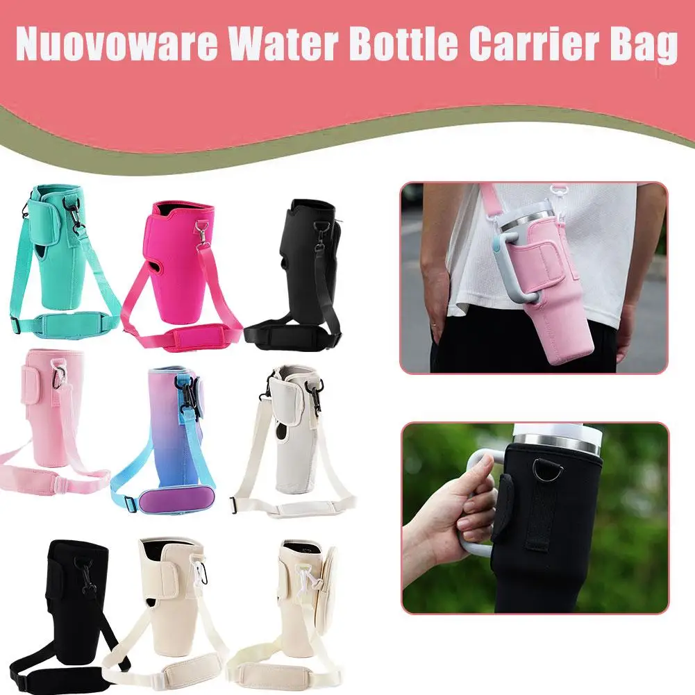 

Nuovoware Water Bottle Carrier Bag For Stanley Quencher H2.0 40OZ Adjustable Shoulder Strap Bottle Pouch Holder For Hiking Q3H1