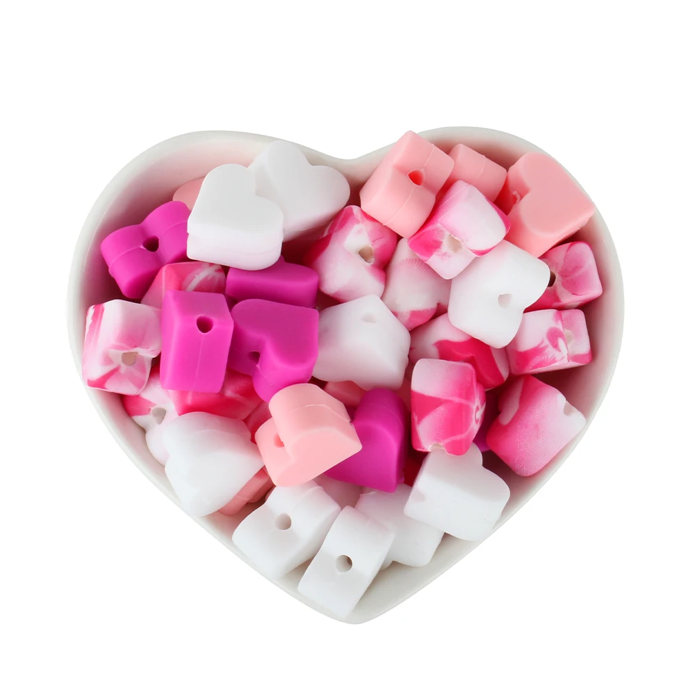 10Pcs Mini Heart Star Silicone Beads Baby Teething Beads Pacifier Chain Food Grade Nuring Teether Necklace Accessories Diy