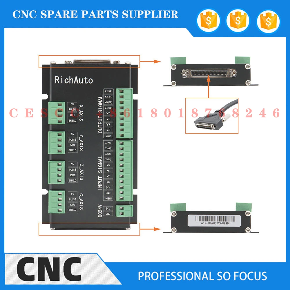 

RichAuto DSP A11E/A18 CNC controller 3-axis 4-axis wiring board A12/A15 genuine signal line and connection board