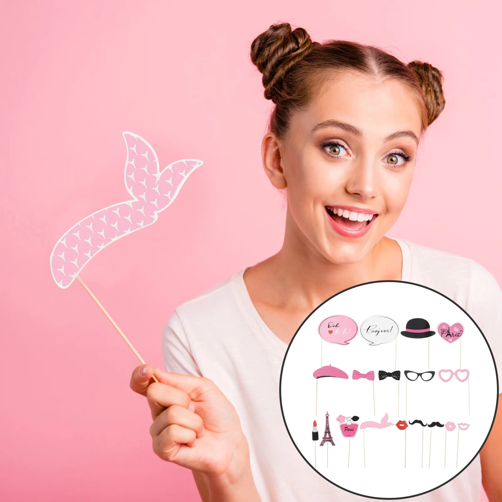 Amosfun 파리 파티 사진 부스 소품 키트, 파리 테마 장식, 파티 선물