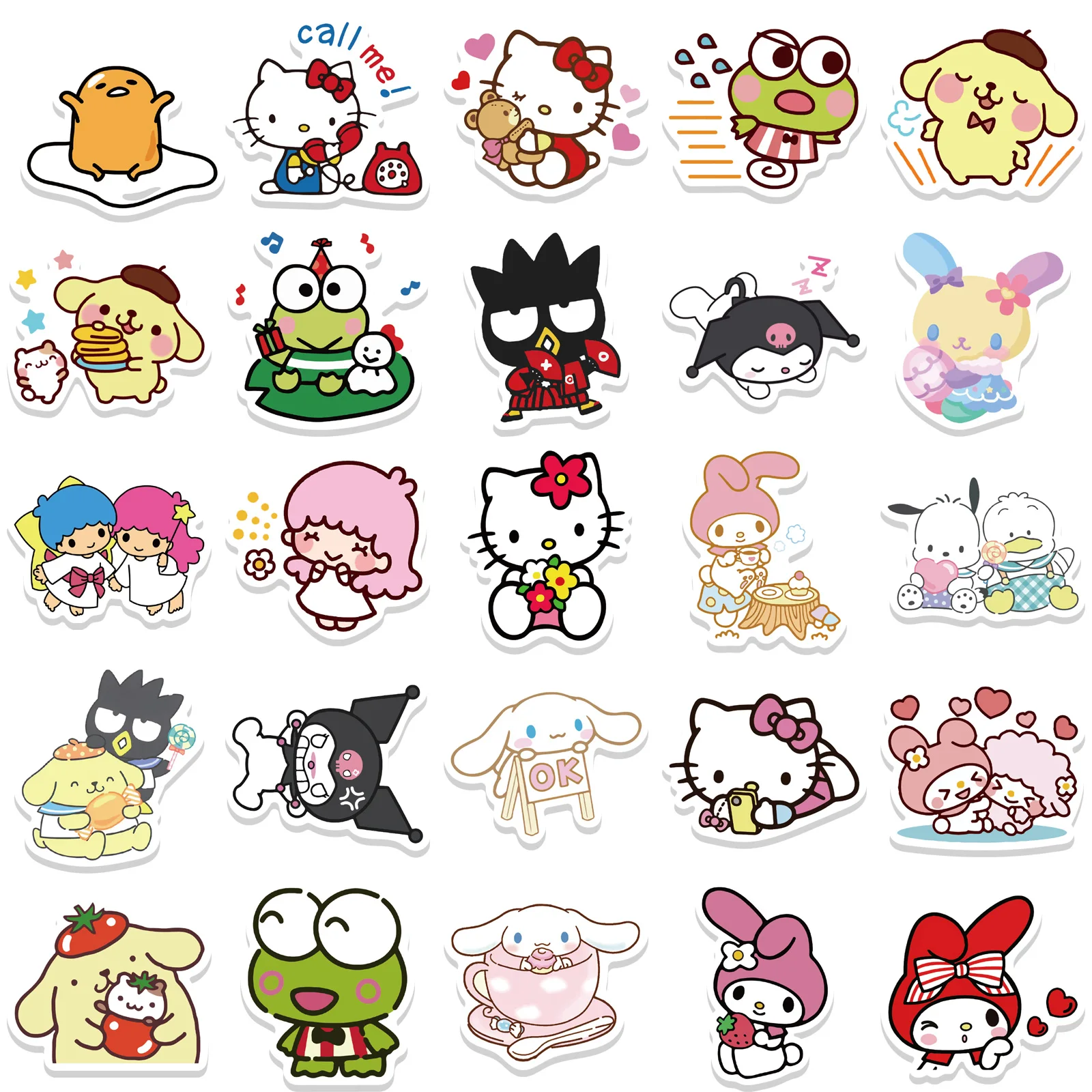 50/100Pcs Mixed Cartoon Sanrio Stickers Cute Hello Kitty Cinnamoroll Kuromi  My M