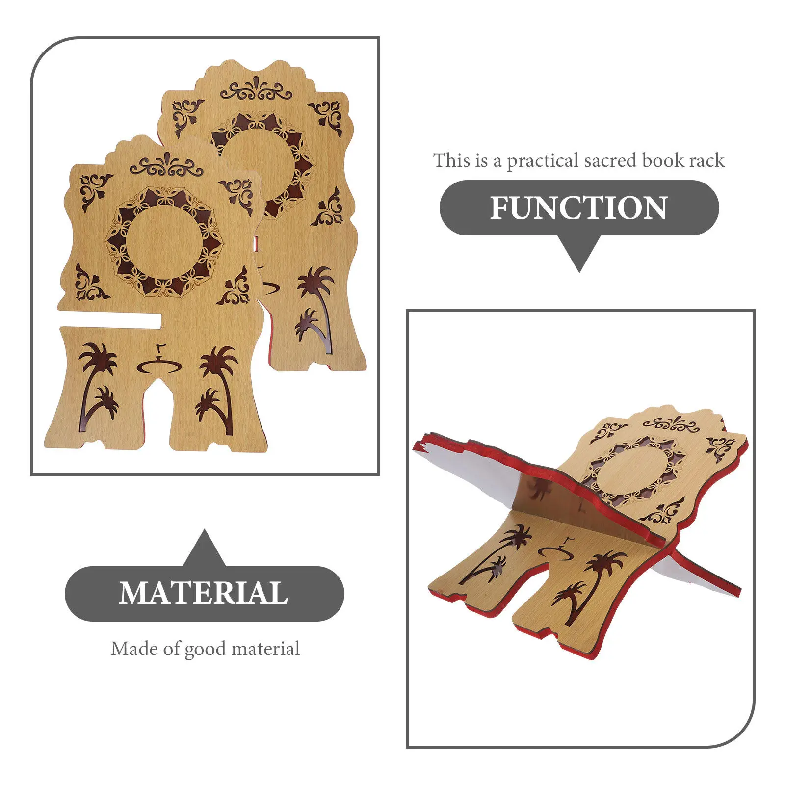 분리 가능한 나무 독서대 성경용, 유교 고전, 쿠란, 이드 무바라크 책, 데스크탑 책꽂이, 우아한 장 책꽂이