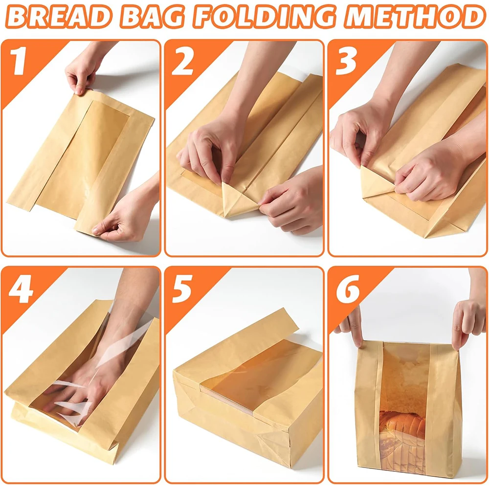 Large Bread Bags with Clear Window for Homemade Bread, Sourdough, Cookies, and Cakes