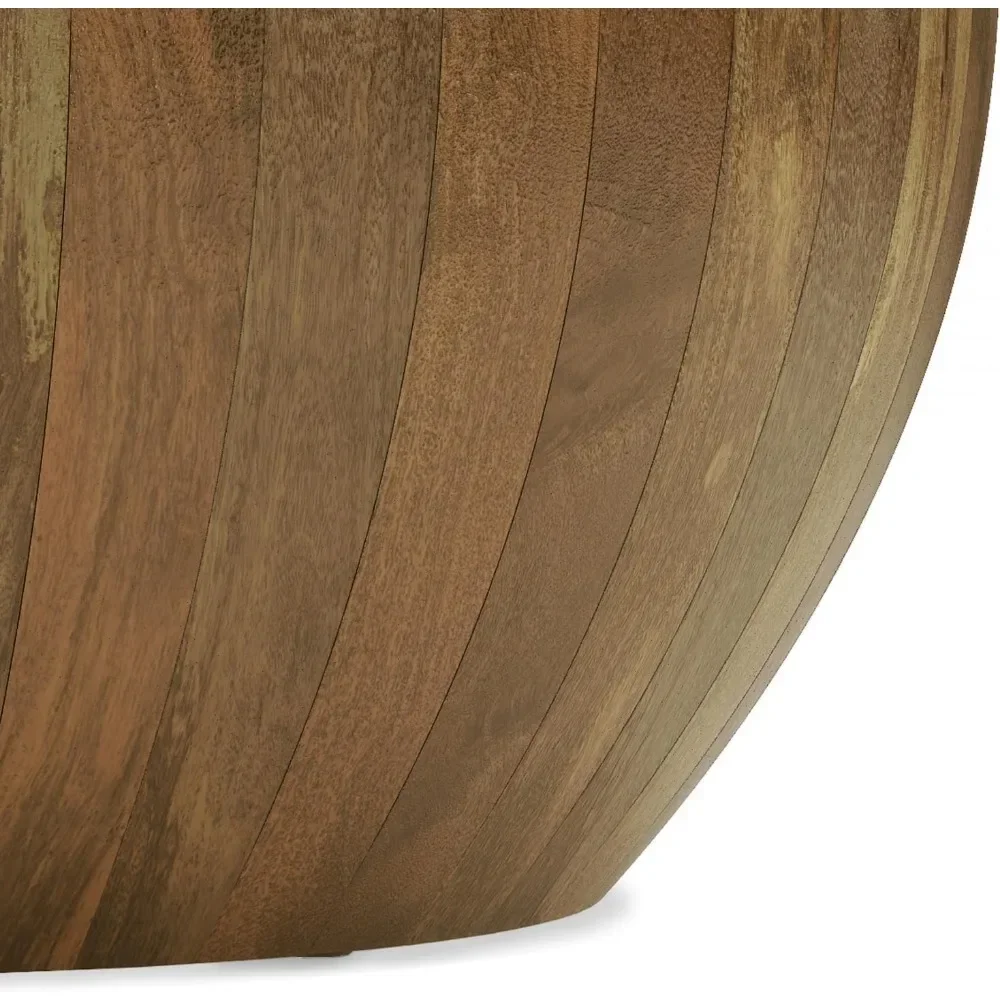 Coffee Table Mango Wood Modern Industrial 34 Inch Round，Fully Assembled, for The Living Room and Family Room Coffee Table