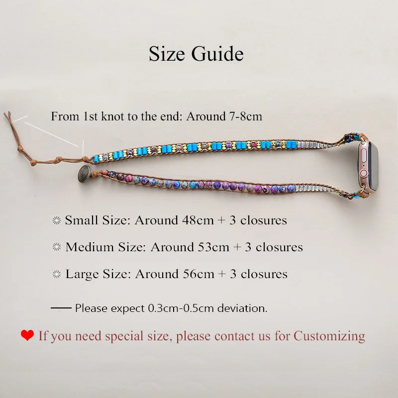Standout Natural Stone Aple Men Women Watch Band Beads Boho 3X Wrap Vegan Rope Watch Strap Wrist Band Bracelet Accessories