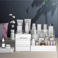 1pc White New Drawer Makeup Storage Box Dormitory Finishing Plastic Shelf Cosmetics Skin Care Dressing Table Desktop 1