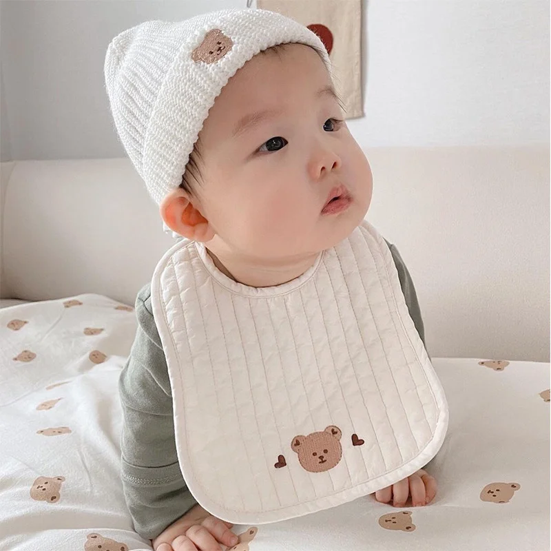 INS Nordic Cute Newborn Baby Saliva Towel Cartoon Bear Tiger Feeding Bib Supplement Baby Bibs Baby Bibs Burp Cloths 1pcs baby bibs cute cartoon pattern toddler baby waterproof saliva towel cotton fit 0 3 years old infant burp cloths feeding