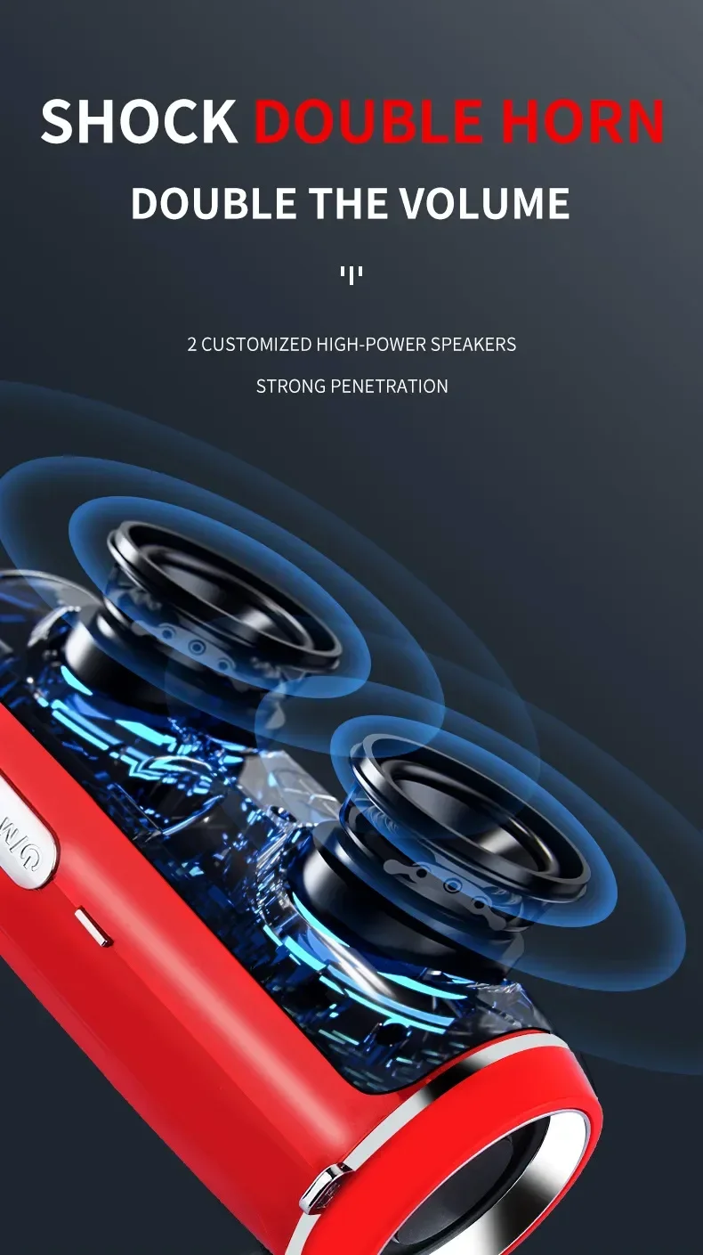 20W Portable Bluetooth Speaker IPX7 Waterproof Outdoor HIFI Pillar Speaker Subwoofer Stereo Speaker FM Radio TF Boom Box