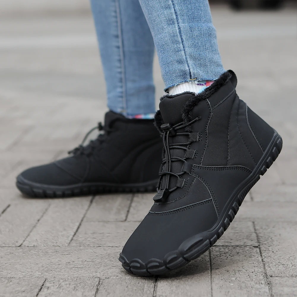 Winter Snow Boots Barefoot Hiking Shoes Waterproof Cold-Proof Trekking Shoes Lightweight Warm Lined Booties for Men Women 4