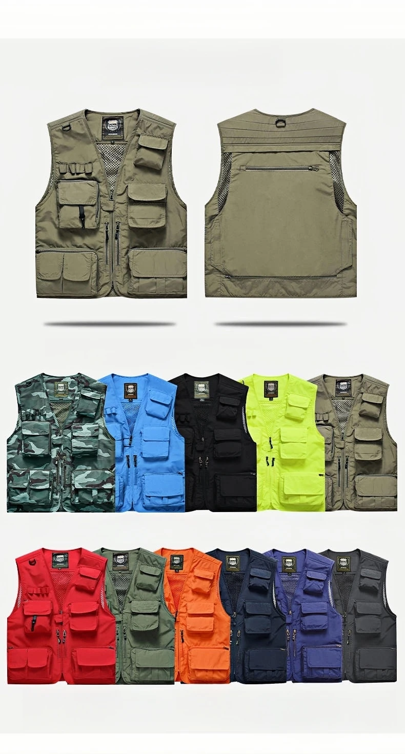 Gilet Personalizzabile Per Uomo – Asciugatura Rapida, Leggero, Con Tasche Multiple, Stampa Logo Su Petto E Schiena, Ideale Per Pesca E Trekking
