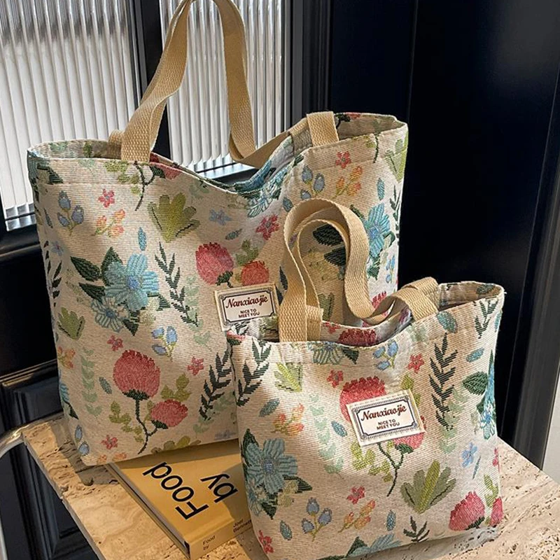 Mode Blume Blumen Druck Einzelne Schulter Tasche Wiederverwendbare Große Kapazität Messenger Taschen Einfache Vielseitige Tragetaschen – Detail 1