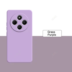 Elegant Original Square Silicone Phone Case - Durable and Stylish Back Cover  Carcasas for Redmi 14C (Grass Purple)