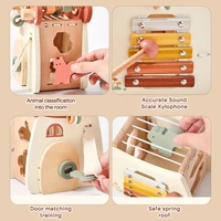 Juguete Montessori para bebé, castillo de setas cinco en uno de madera, rompecabezas apilable, bloques de casas para chico, juego educativo para la primera infancia - Imagen 3