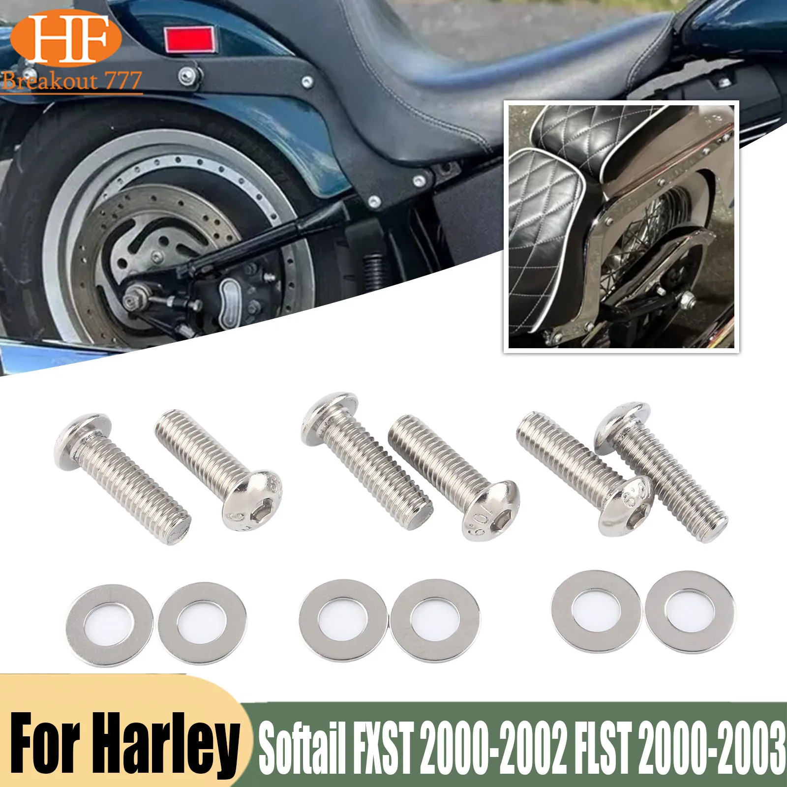 Rear Fender Strut Bolt Kit For Harley Softail FXST 2000-2002 FLST 2000 ...