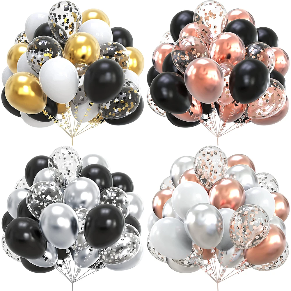 

27/29/31pcs Black Gold White Balloons Metallic Rose Gold Confetti Latex Balloon Wedding Birthday Party Decorations Baby Shower