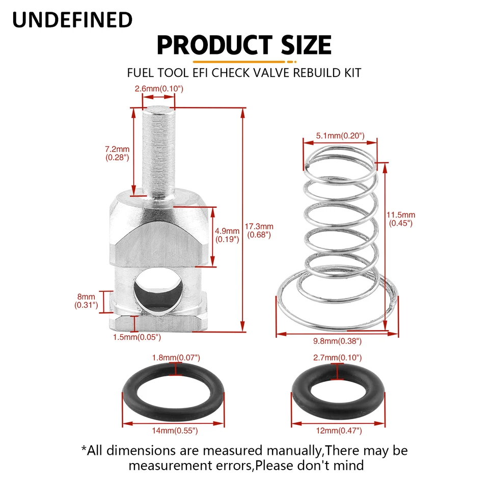 EFI Check Valve Rebuild Kit For Harley Davidson Check Valve O-rings And Spring