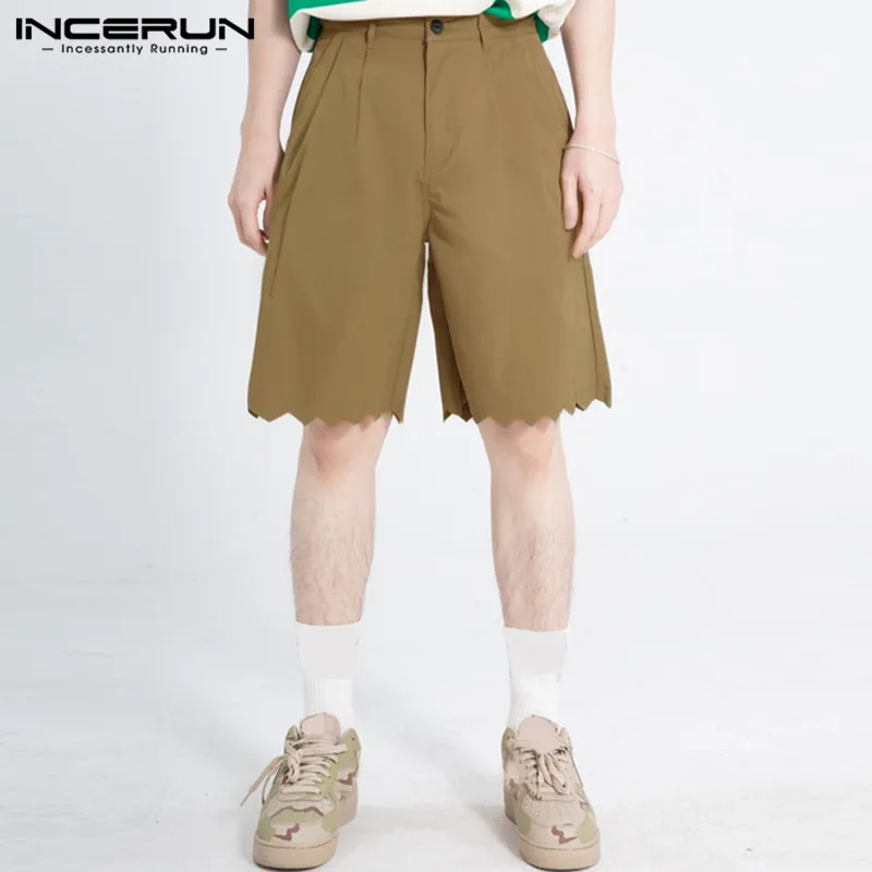 

INCERUN Tops 2023 Korean Style Handsome Men Teeth Mark Shape Shorts Leisure Solid Color All-match Loose Comfortable Shorts S-5XL