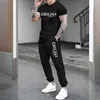CHICAGO Print Men Tracksuit Set Jogger Clothing For Man Casual Suit Short Sleeve Tshirts+Trousers 2 Piece Outfits Streetwear 1