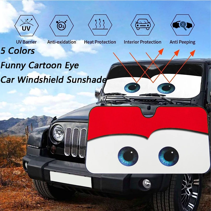 Cartoon Eye Car Sunshade Front Window Cover Windshield Sun Shade Car Sun Visor Heat Protection Interior Accessories