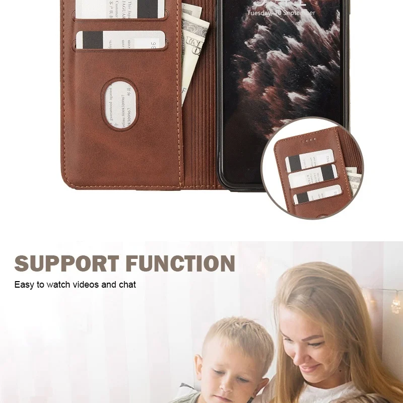 Magnetic Wheatear Leather Wallet Phone Case Cover
