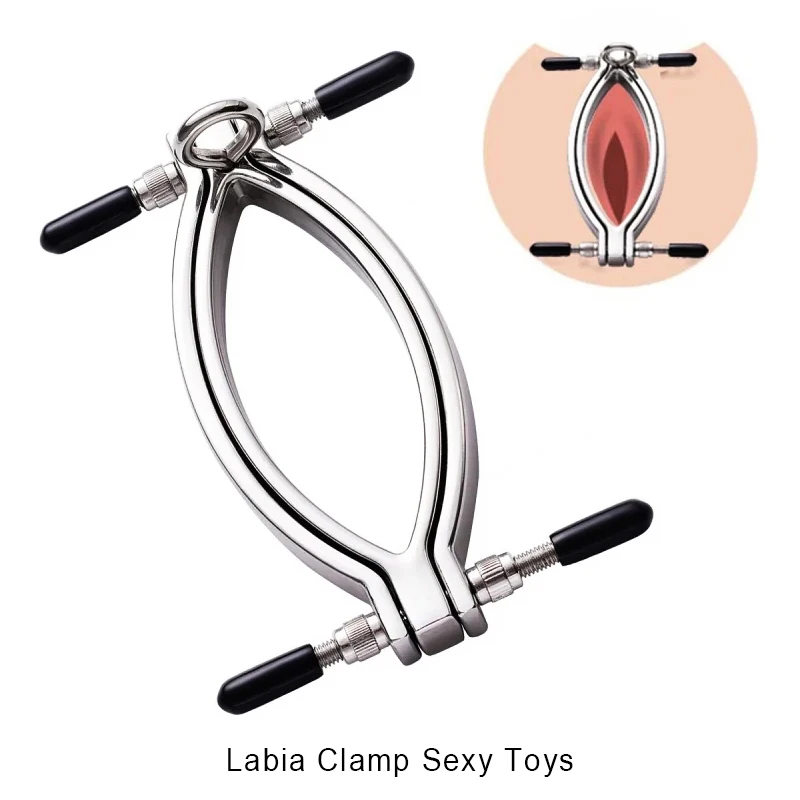 Bdsm Erotic Sex Shop Labia Clamp With Metal Chain Bondage Gear Clitoris Stimulation Speculum Vagina Opener Sex Toys For Women vaginal expander